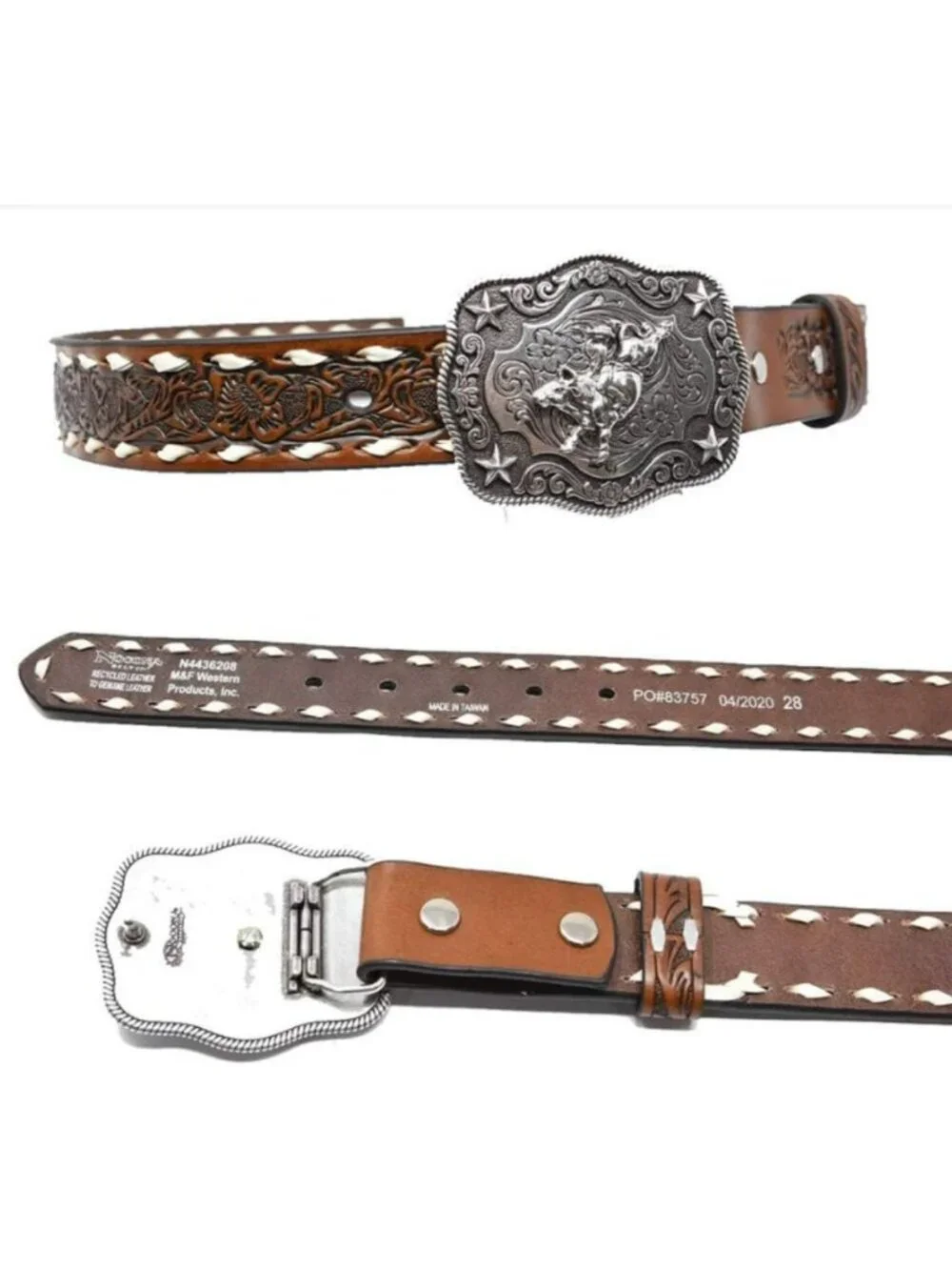 Boys' Brown Floral Tooled Western Boots with Buckstitching & Stylish Buckle